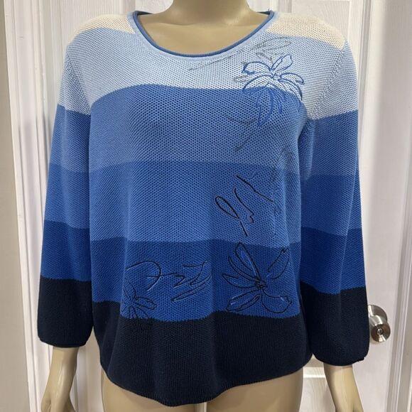 Rabe Multi-Tonal Blue Stripe With Embroidered Detail. - Picture 3 of 10